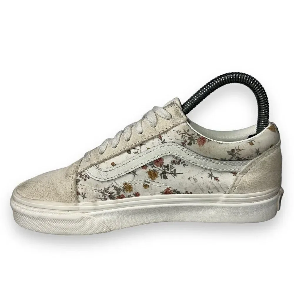 Vans Old Skool Vintage Floral Skate Shoes‎ Cream / Multicolor Women's 6